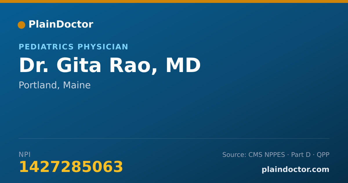 Shareable card for Gita Rao, MD - Pediatrics Physician, Portland, ME