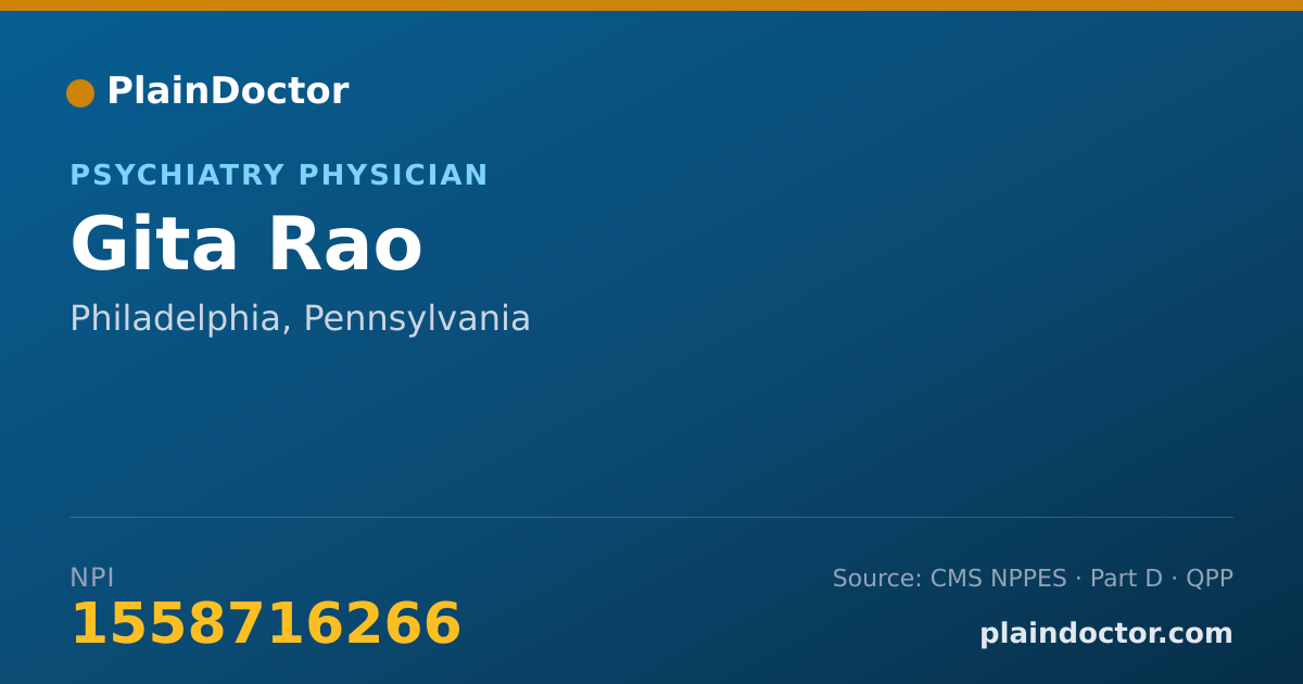 Shareable card for Gita Rao - Psychiatry Physician, Philadelphia, PA