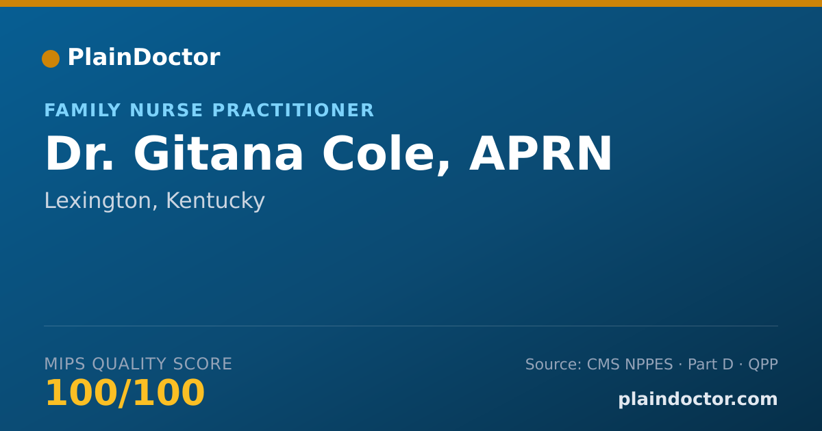 Shareable card for Gitana Cole, APRN - Family Nurse Practitioner, Lexington, KY