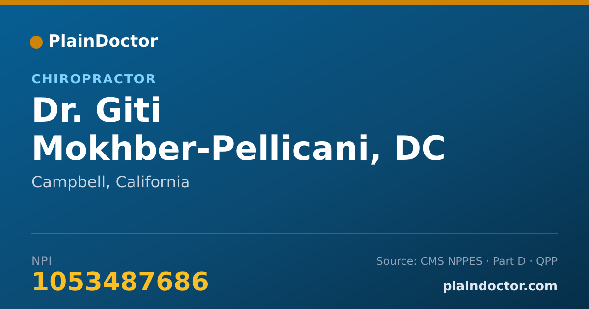 Shareable card for Giti Mokhber-Pellicani, DC - Chiropractor, Campbell, CA