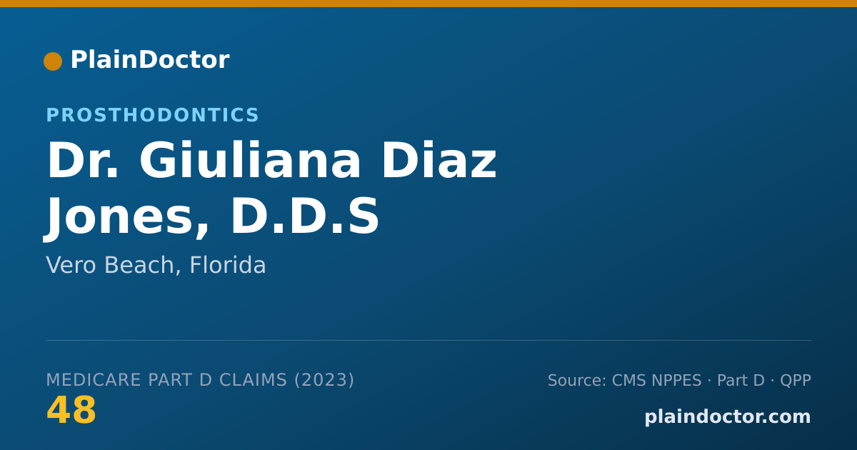 Shareable card for Giuliana Diaz Jones, D.D.S - Prosthodontics, Vero Beach, FL