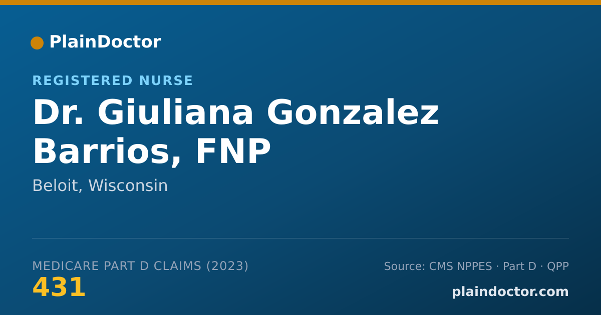 Shareable card for Giuliana Gonzalez Barrios, FNP - Registered Nurse, Beloit, WI