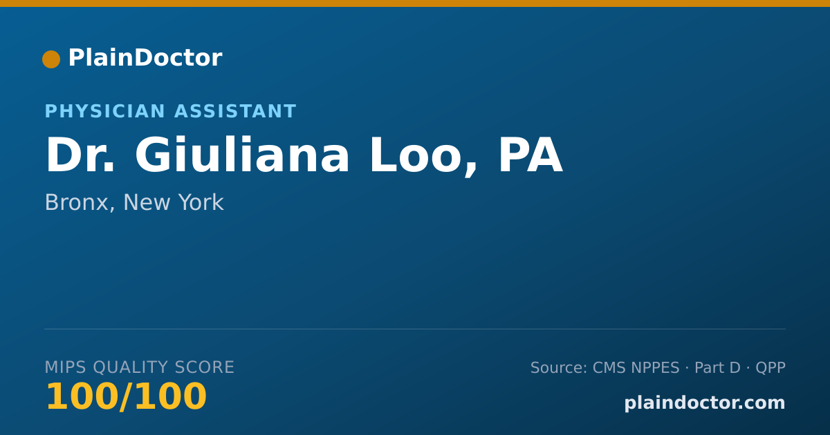 Shareable card for Giuliana Loo, PA - Physician Assistant, Bronx, NY