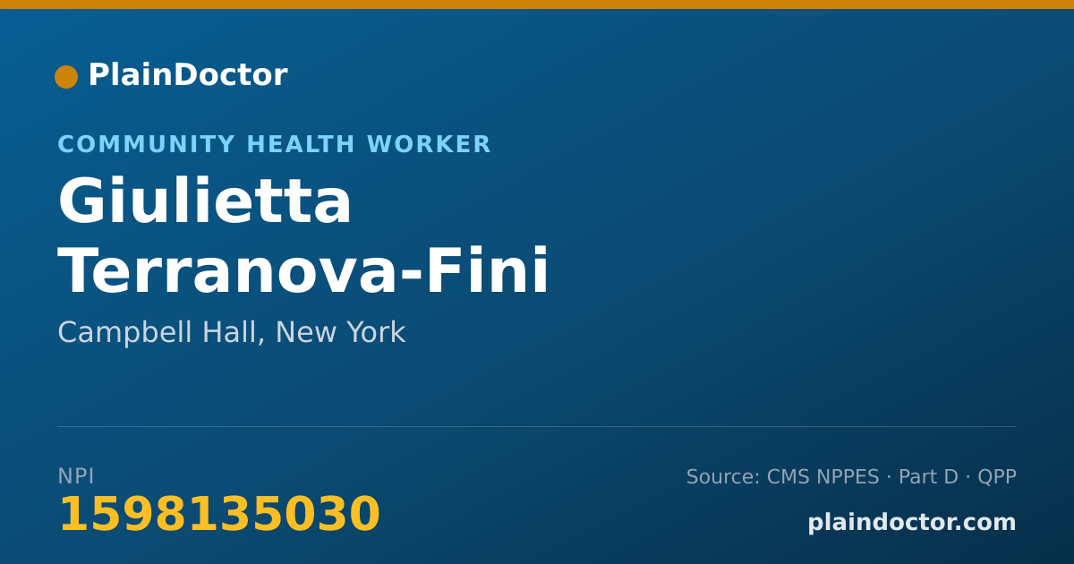 Shareable card for Giulietta Terranova-Fini - Community Health Worker, Campbell Hall, NY