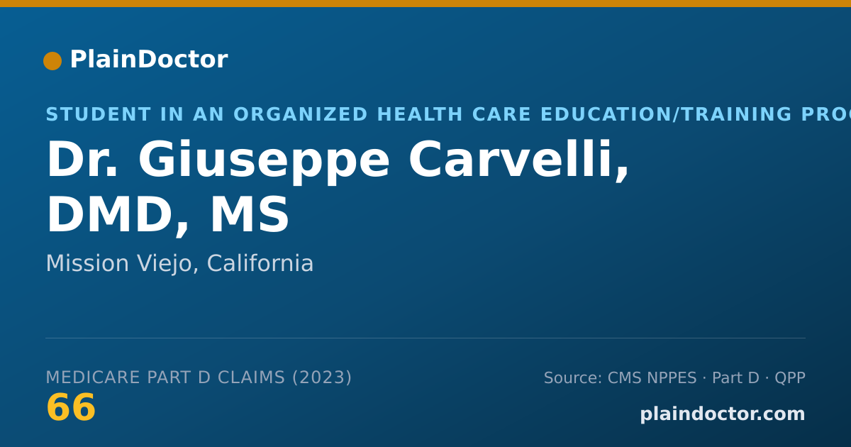 Shareable card for Giuseppe Carvelli, DMD, MS - Student in an Organized Health Care Education/Training Program, Mission Viejo, CA