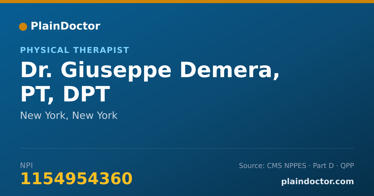 Shareable card for Giuseppe Demera, PT, DPT - Physical Therapist, New York, NY