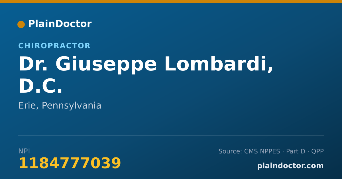 Shareable card for Giuseppe Lombardi, D.C. - Chiropractor, Erie, PA