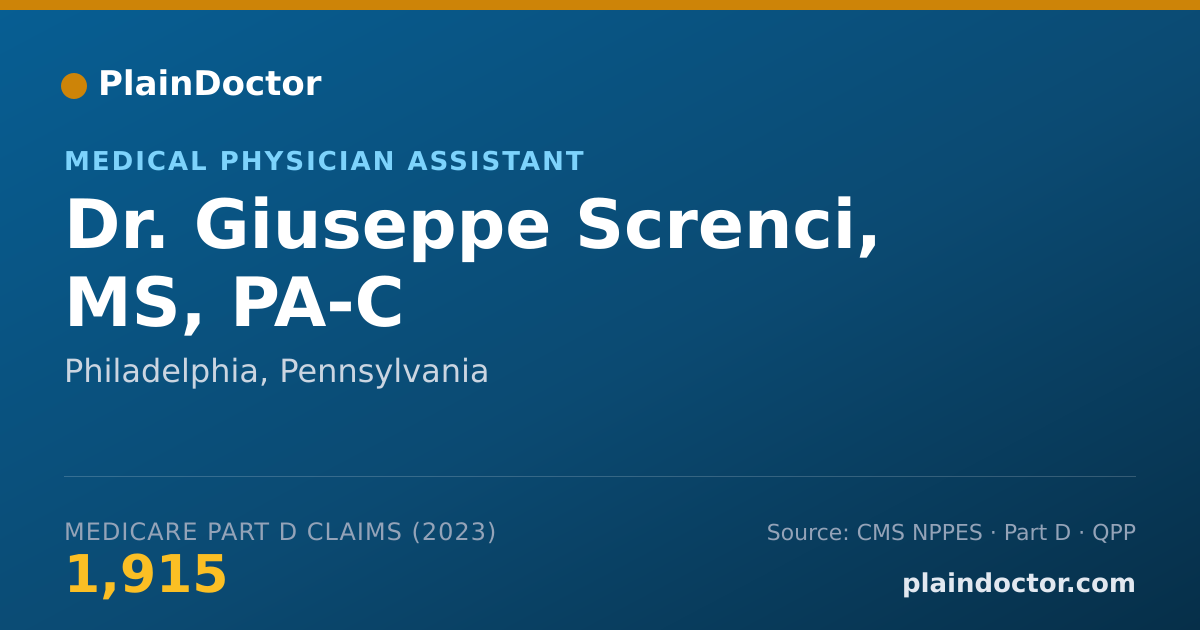 Shareable card for Giuseppe Screnci, MS, PA-C - Medical Physician Assistant, Philadelphia, PA