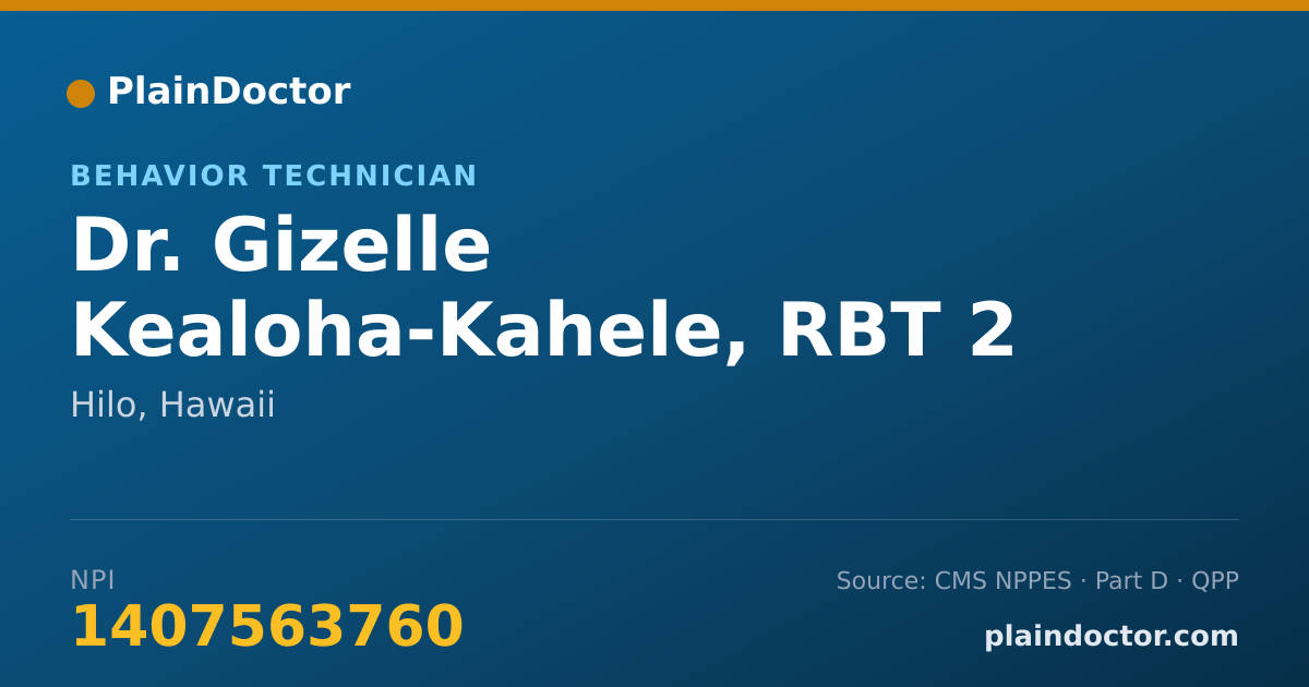 Shareable card for Gizelle Kealoha-Kahele, RBT 2 - Behavior Technician, Hilo, HI