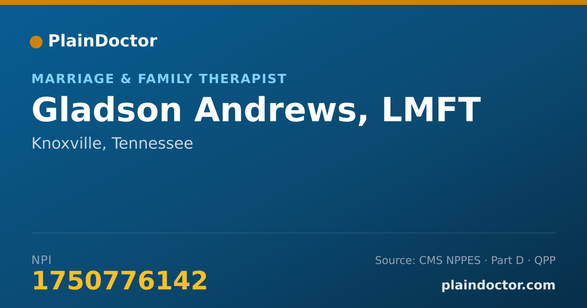 Shareable card for Gladson Andrews, LMFT - Marriage & Family Therapist, Knoxville, TN