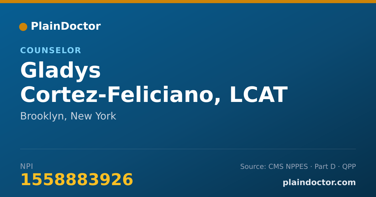 Shareable card for Gladys Cortez-Feliciano, LCAT - Counselor, Brooklyn, NY
