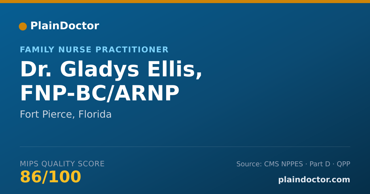 Shareable card for Gladys Ellis, FNP-BC/ARNP - Family Nurse Practitioner, Fort Pierce, FL