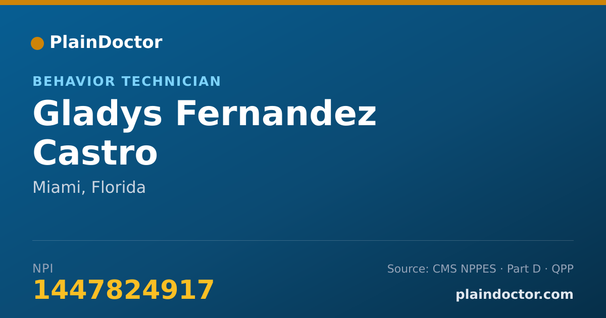 Shareable card for Gladys Fernandez Castro - Behavior Technician, Miami, FL