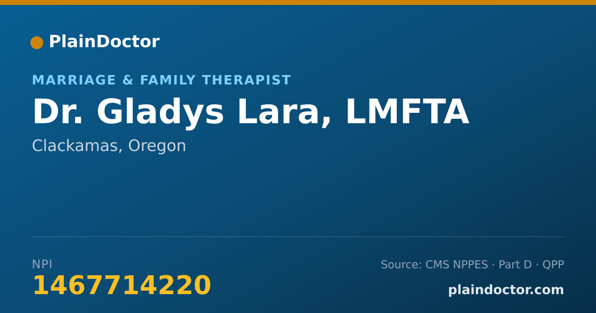 Shareable card for Gladys Lara, LMFTA - Marriage & Family Therapist, Clackamas, OR