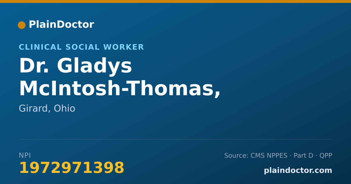 Shareable card for Gladys McIntosh-Thomas, LISW-S - Clinical Social Worker, Girard, OH