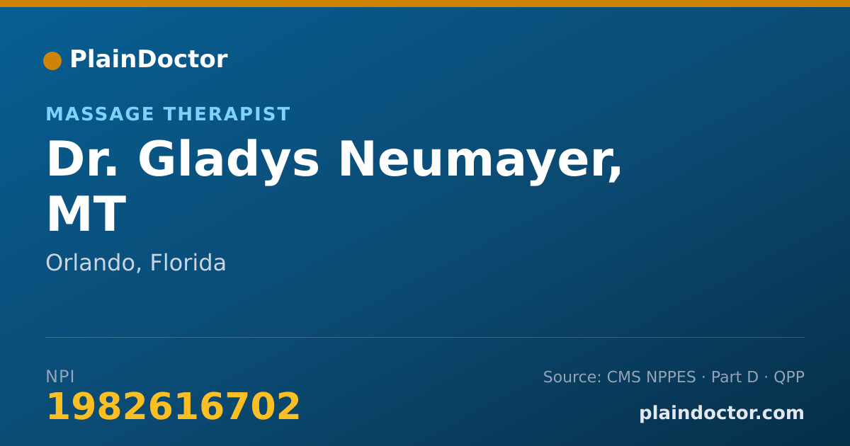 Shareable card for Gladys Neumayer, MT - Massage Therapist, Orlando, FL