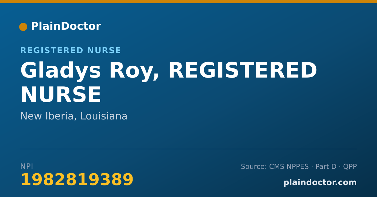 Shareable card for Gladys Roy, REGISTERED NURSE - Registered Nurse, New Iberia, LA