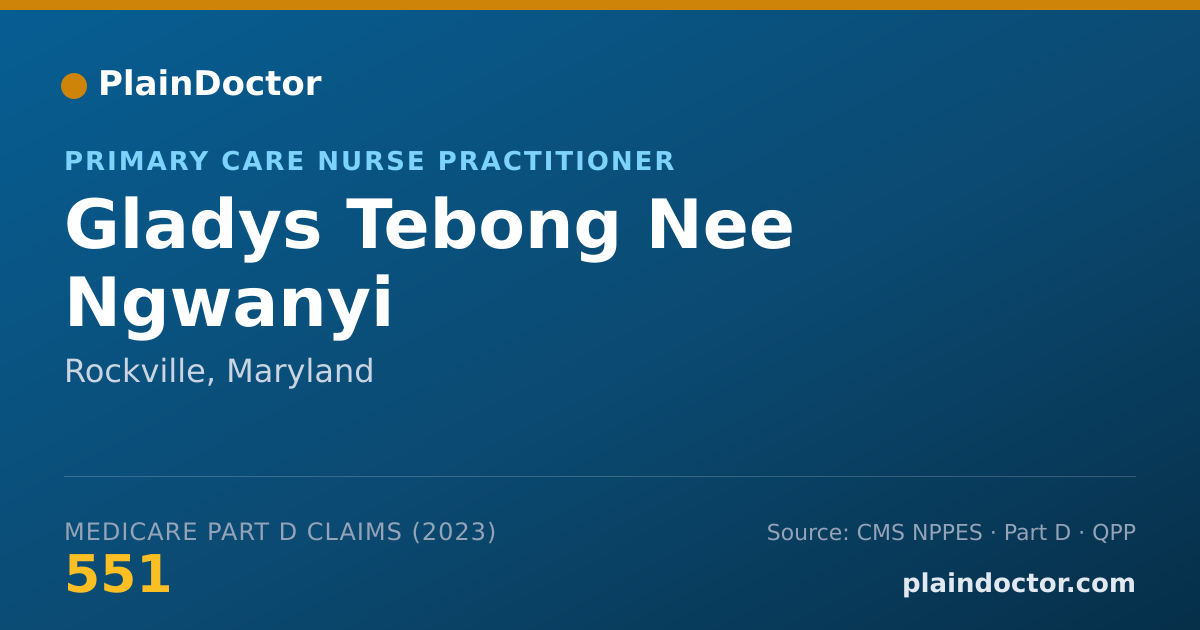 Shareable card for Gladys Tebong Nee Ngwanyi - Primary Care Nurse Practitioner, Rockville, MD