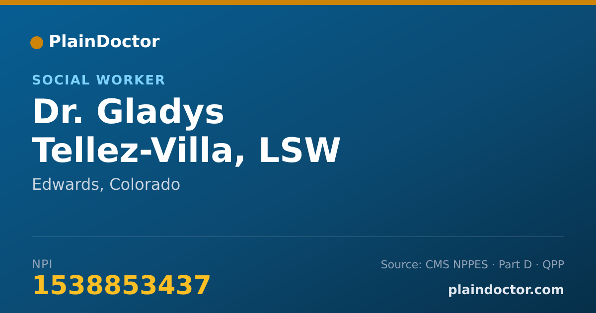 Shareable card for Gladys Tellez-Villa, LSW - Social Worker, Edwards, CO