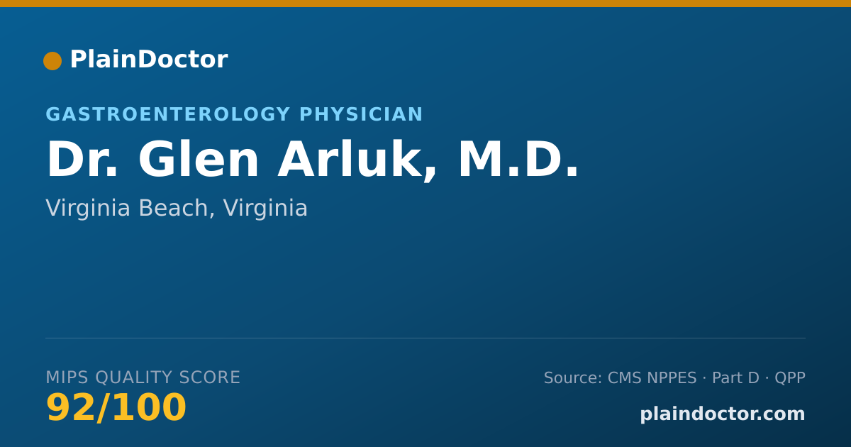Shareable card for Glen Arluk, M.D. - Gastroenterology Physician, Virginia Beach, VA