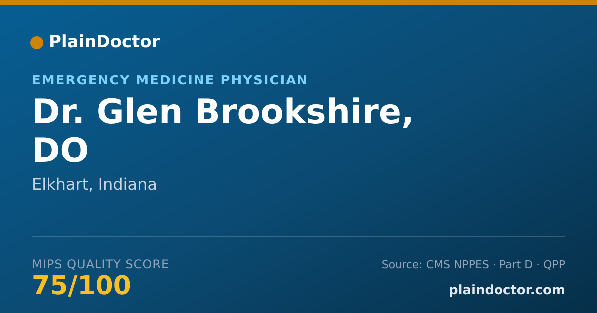 Shareable card for Glen Brookshire, DO - Emergency Medicine Physician, Elkhart, IN