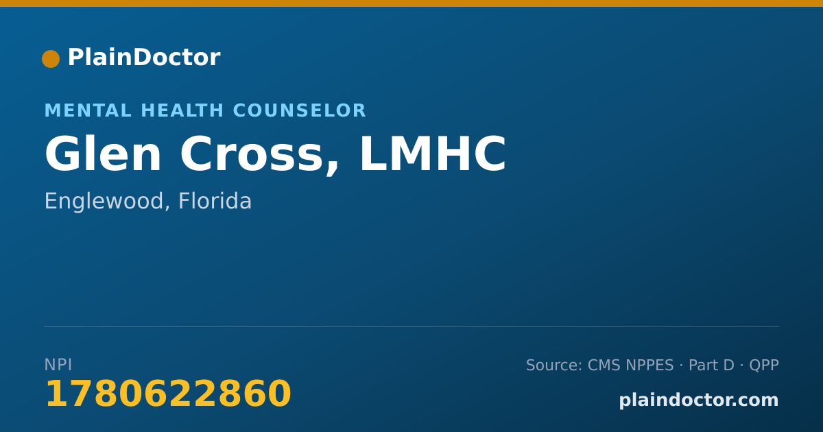 Shareable card for Glen Cross, LMHC - Mental Health Counselor, Englewood, FL