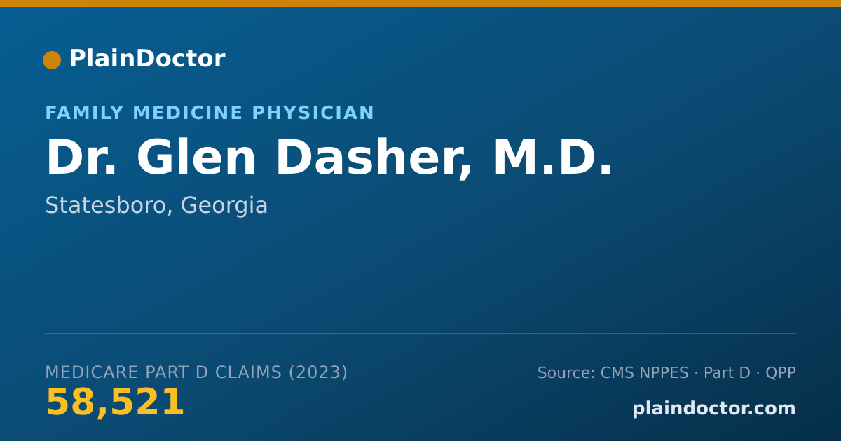 Shareable card for Glen Dasher, M.D. - Family Medicine Physician, Statesboro, GA