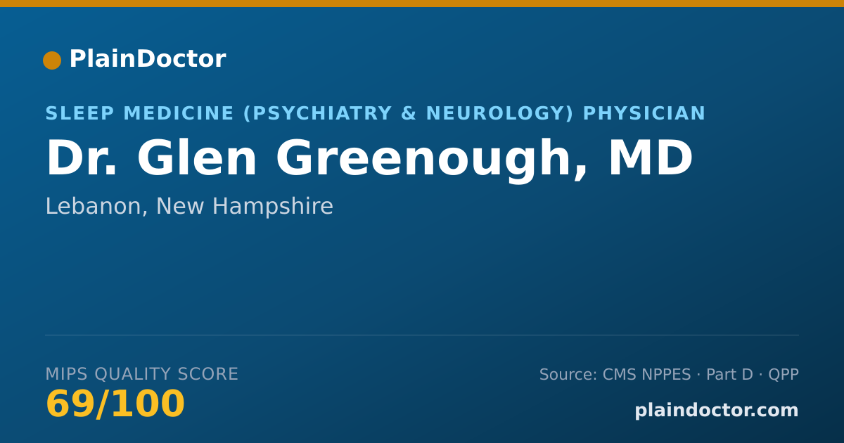 Shareable card for Glen Greenough, MD - Sleep Medicine (Psychiatry & Neurology) Physician, Lebanon, NH
