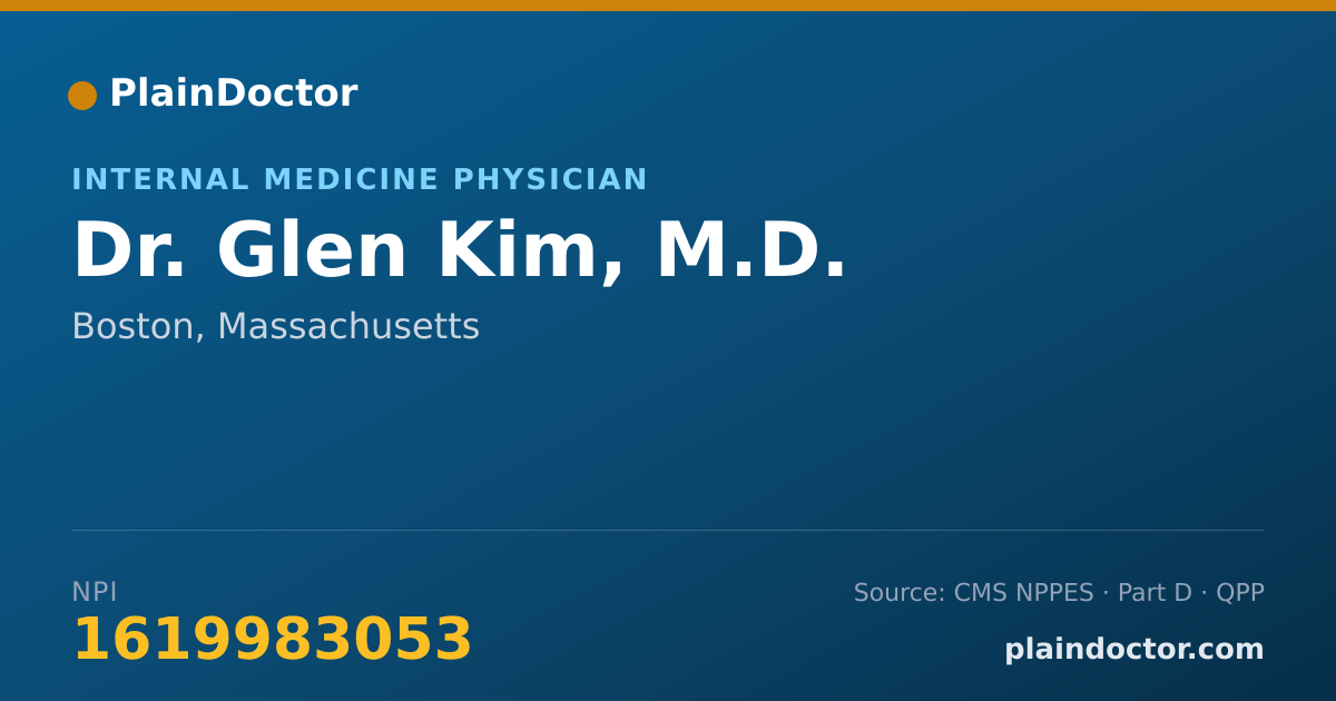 Shareable card for Glen Kim, M.D. - Internal Medicine Physician, Boston, MA