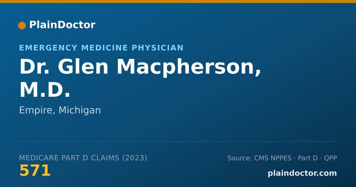 Shareable card for Glen Macpherson, M.D. - Emergency Medicine Physician, Empire, MI