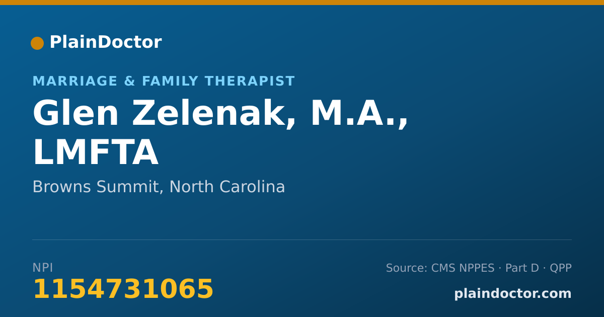 Shareable card for Glen Zelenak, M.A., LMFTA - Marriage & Family Therapist, Browns Summit, NC