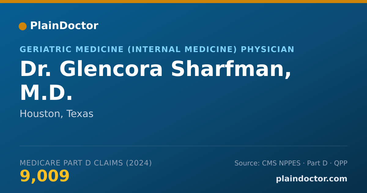 Shareable card for Glencora Sharfman, M.D. - Geriatric Medicine (Internal Medicine) Physician, Houston, TX