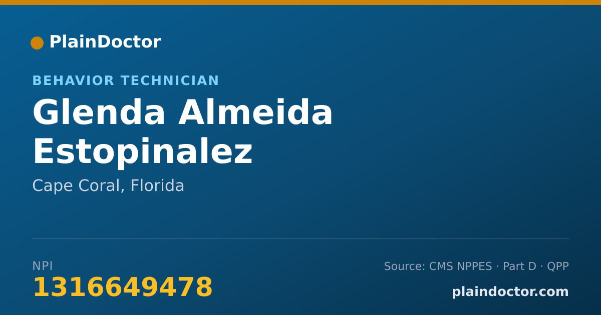 Shareable card for Glenda Almeida Estopinalez - Behavior Technician, Cape Coral, FL