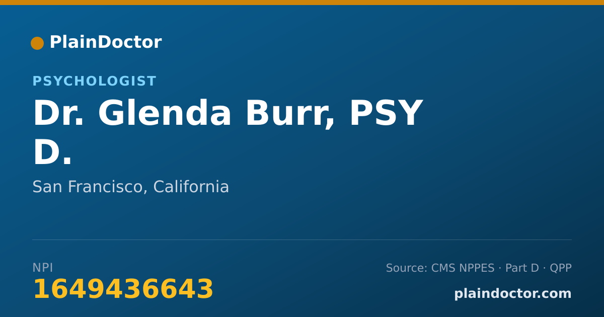 Shareable card for Glenda Burr, PSY D. - Psychologist, San Francisco, CA