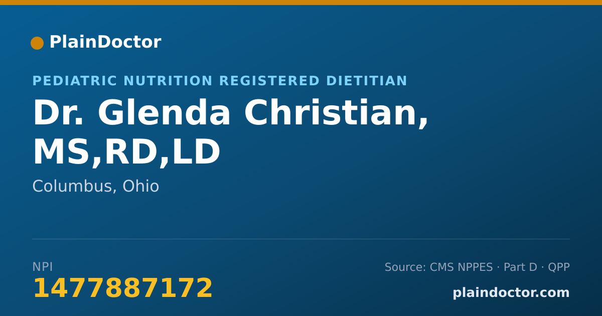 Shareable card for Glenda Christian, MS,RD,LD - Pediatric Nutrition Registered Dietitian, Columbus, OH