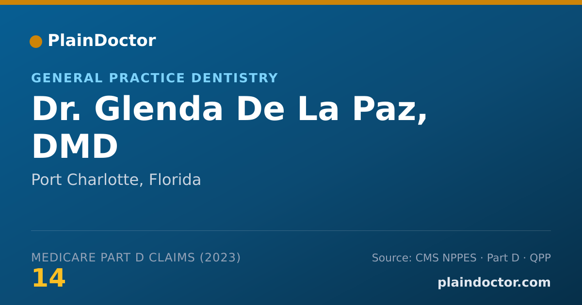 Shareable card for Glenda De La Paz, DMD - General Practice Dentistry, Port Charlotte, FL