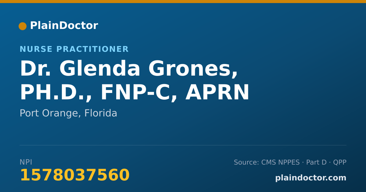 Shareable card for Glenda Grones, PH.D., FNP-C, APRN - Nurse Practitioner, Port Orange, FL