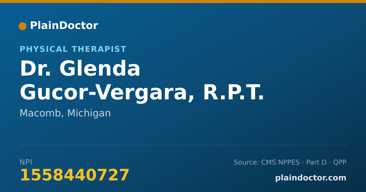 Shareable card for Glenda Gucor-Vergara, R.P.T. - Physical Therapist, Macomb, MI