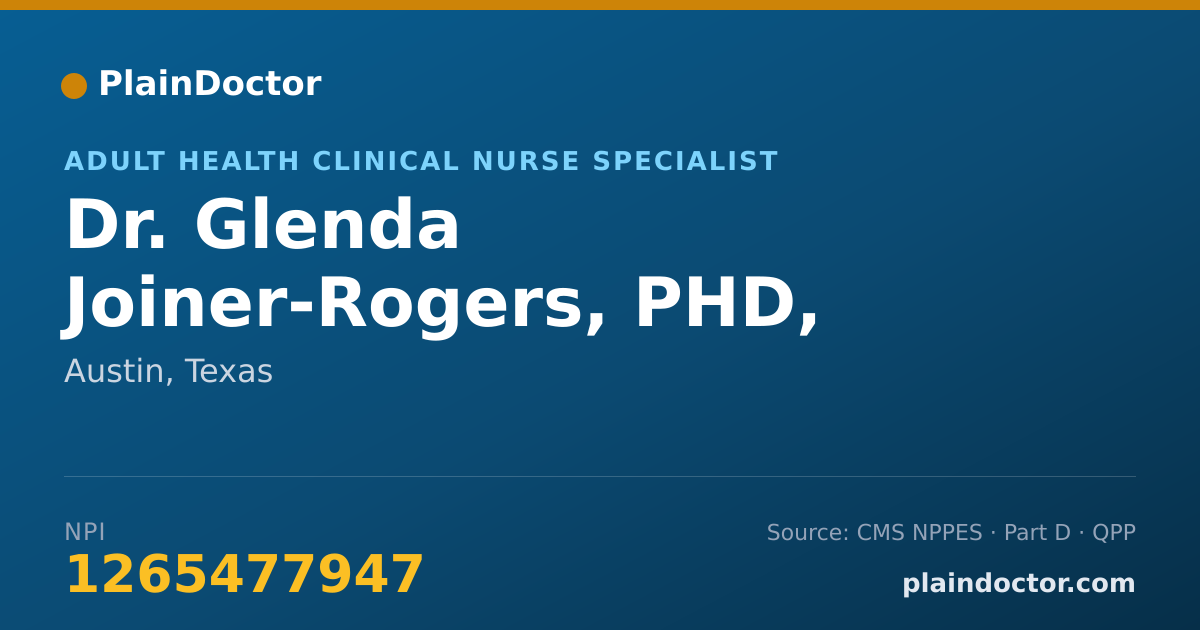 Shareable card for Glenda Joiner-Rogers, PHD, RN, CNS - Adult Health Clinical Nurse Specialist, Austin, TX