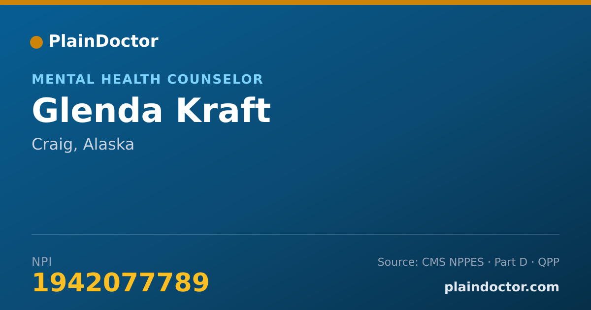 Shareable card for Glenda Kraft - Mental Health Counselor, Craig, AK