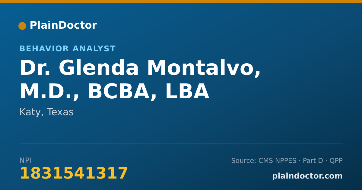 Shareable card for Glenda Montalvo, M.D., BCBA, LBA - Behavior Analyst, Katy, TX