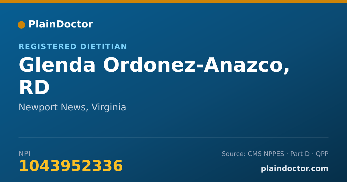 Shareable card for Glenda Ordonez-Anazco, RD - Registered Dietitian, Newport News, VA