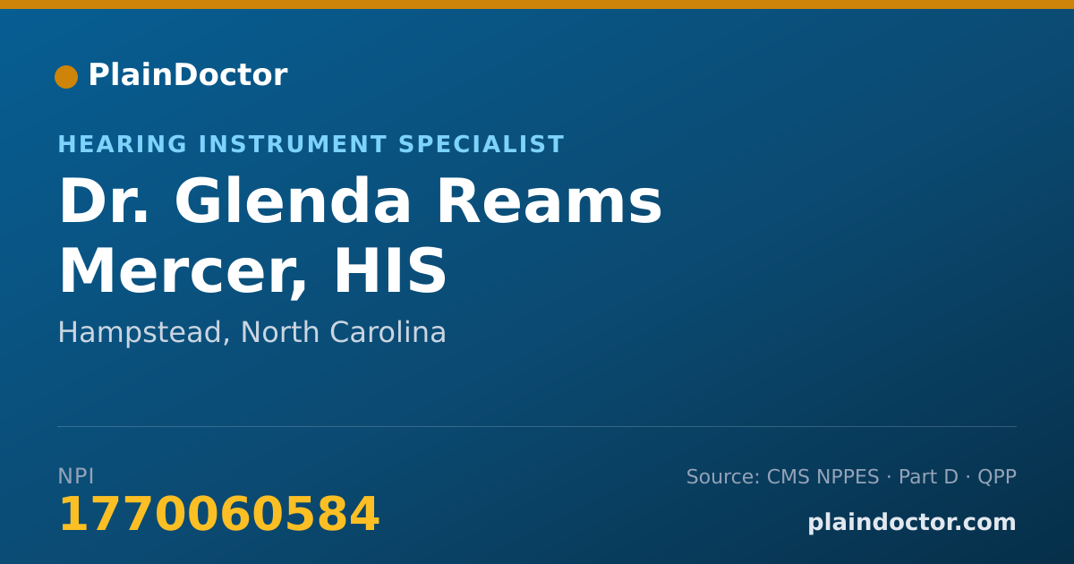 Shareable card for Glenda Reams Mercer, HIS - Hearing Instrument Specialist, Hampstead, NC