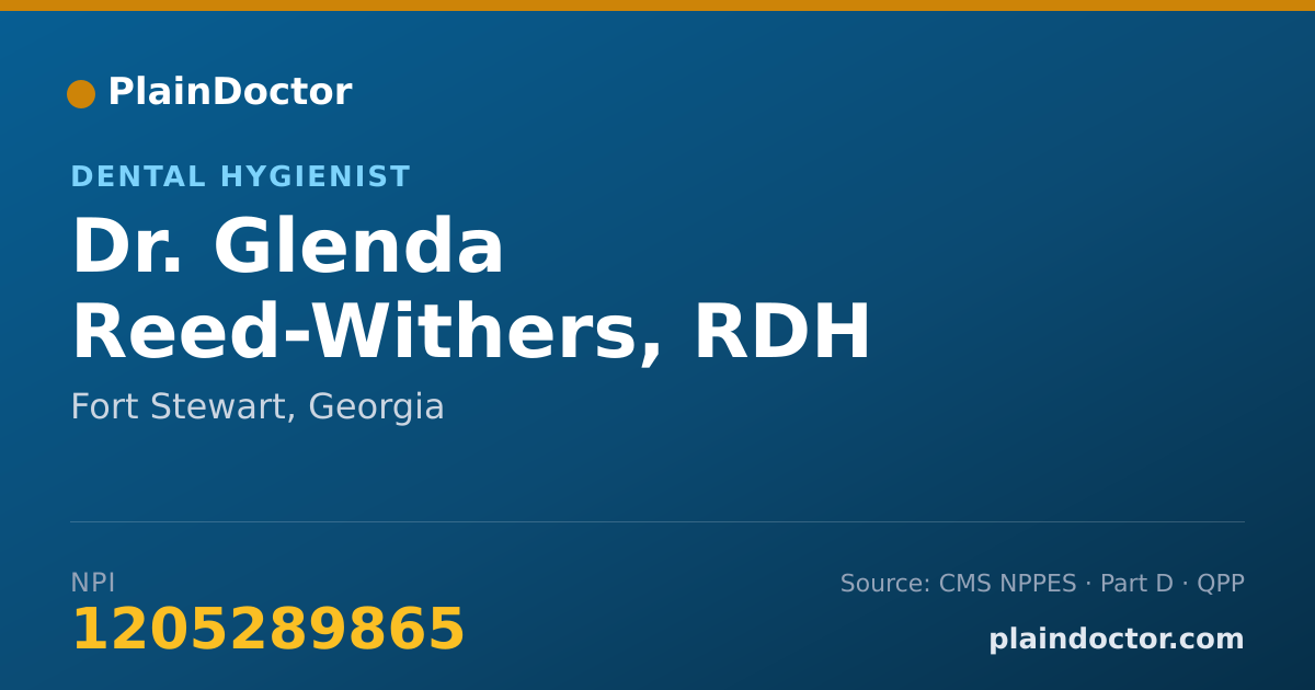 Shareable card for Glenda Reed-Withers, RDH - Dental Hygienist, Fort Stewart, GA
