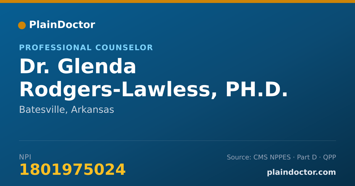 Shareable card for Glenda Rodgers-Lawless, PH.D. - Professional Counselor, Batesville, AR