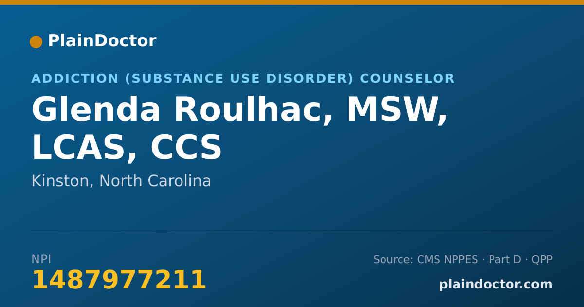Shareable card for Glenda Roulhac, MSW, LCAS, CCS - Addiction (Substance Use Disorder) Counselor, Kinston, NC