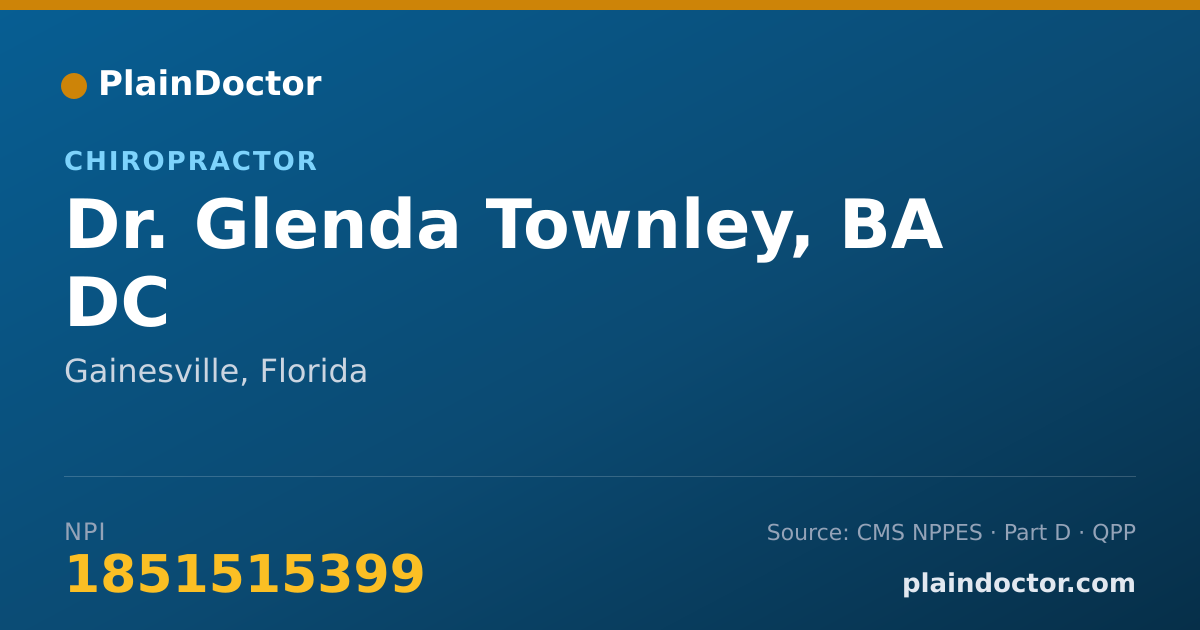 Shareable card for Glenda Townley, BA DC - Chiropractor, Gainesville, FL