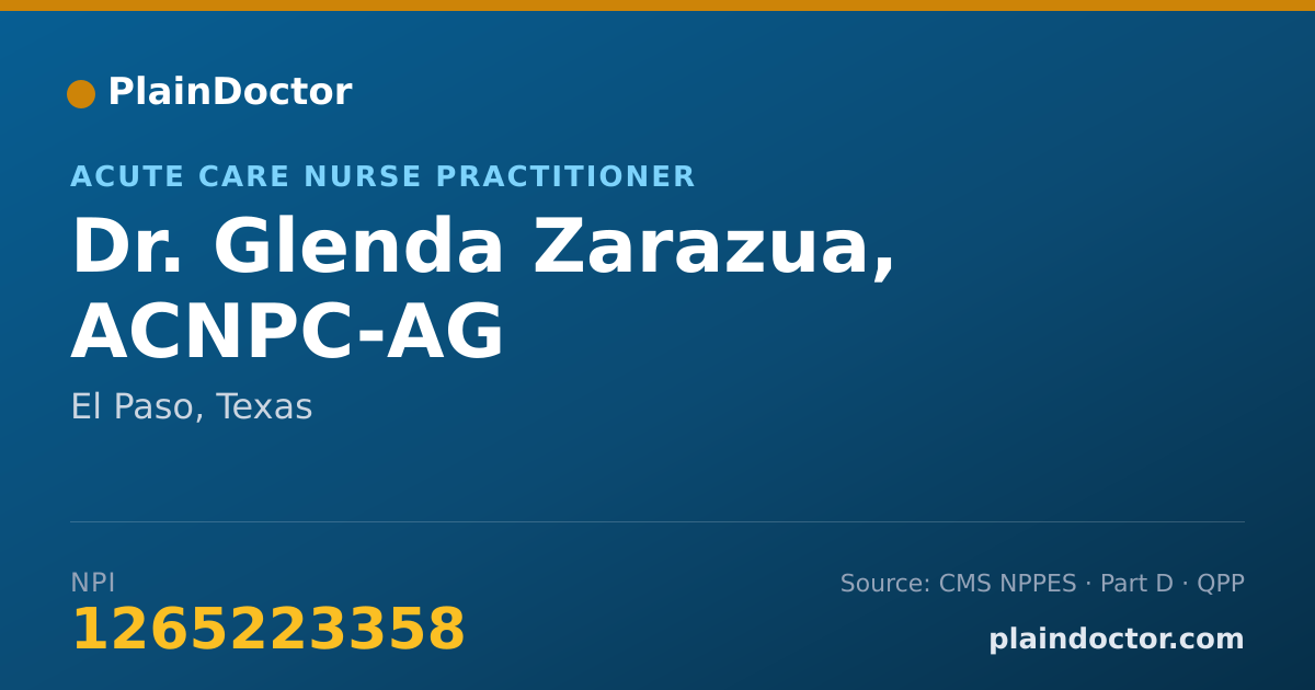 Shareable card for Glenda Zarazua, ACNPC-AG - Acute Care Nurse Practitioner, El Paso, TX