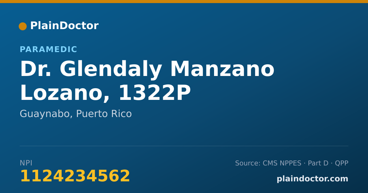 Shareable card for Glendaly Manzano Lozano, 1322P - Paramedic, Guaynabo, PR