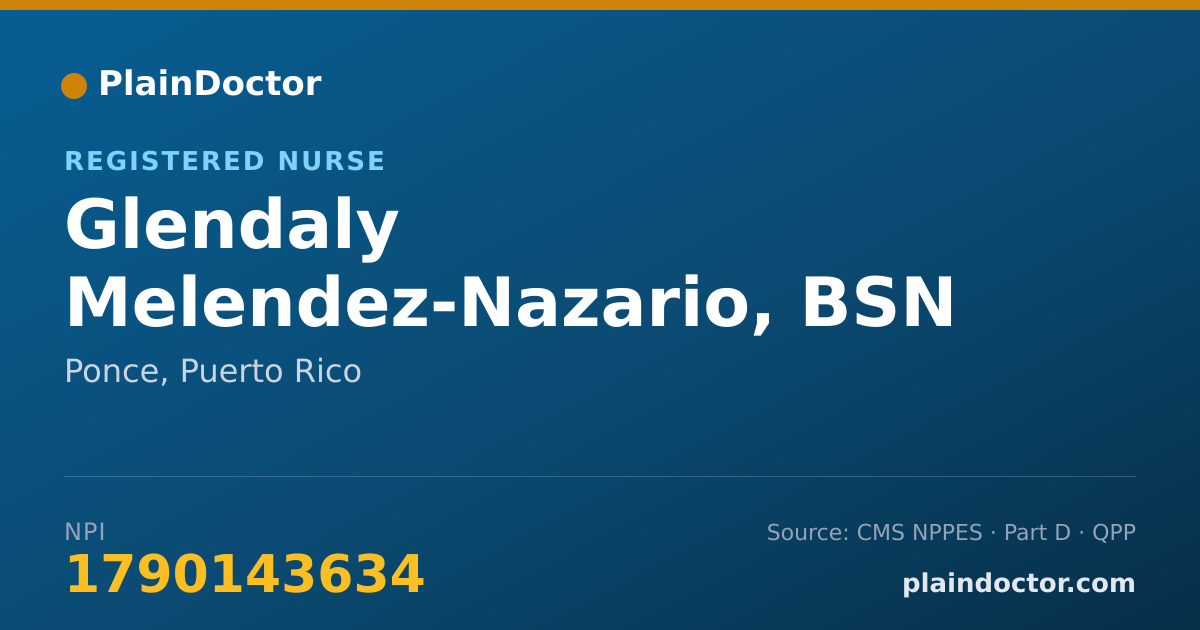 Shareable card for Glendaly Melendez-Nazario, BSN - Registered Nurse, Ponce, PR